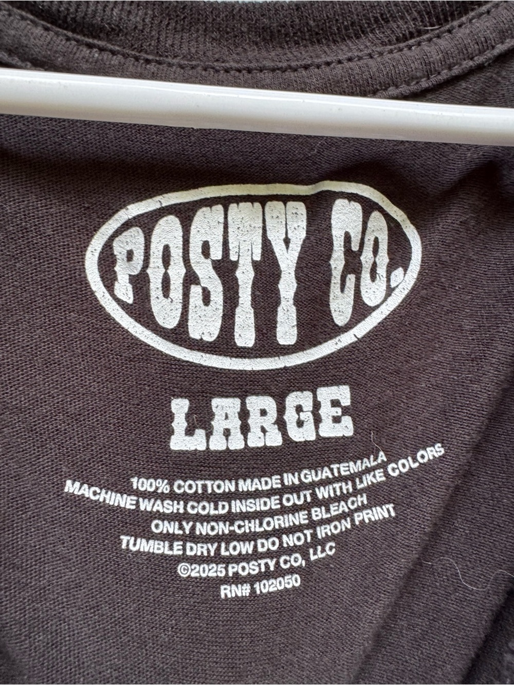 POSTY CO. Men's Short Sleeve T-Shirt in Dark Brown - Large - Picture 2 of 2
